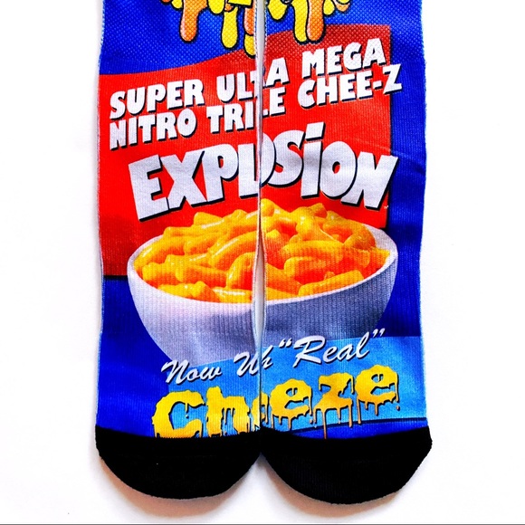 Odd Sox Chee-Z Mac N’ Cheese Crew Socks Blue - Picture 3 of 5